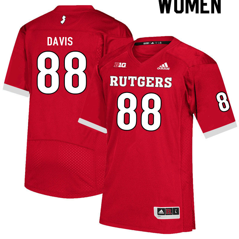 Women #88 Carnell Davis Rutgers Scarlet Knights College Football Jerseys Sale-Scarlet